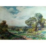F. KERR watercolour - landscape with trees, indistinctly signed, 35 x 48cms