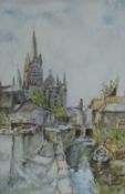 SALLI WILLIAMS watercolour - entitled, 'Cathedral View', 18.5 x 12cms