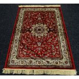 RED GROUND KASHMIR RUG SHAHBAZ DESIGN, 117 x 168cms