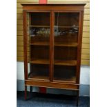 A TWO DOOR MAHOGANY CHINA CABINET, 95 x 168cms