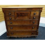 VICTORIAN OAK AND MAHOGANY SCOTTISH-STYLE CHEST OF DRAWERS with three graduated long drawers, a pair