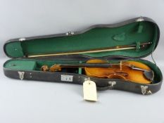 A CASED VINTAGE VIOLIN WITH BOW, interior label for 'Jacobus Stainer in Absam Prope Oenipontum,