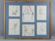 PHILIPPA JACOBS pencil - a frame of six pencil studies of a trapeze artist in various actions,