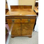 A GEORGE III GENTLEMAN'S SIDE CABINET, the moulded railback top over a pull-out brushing slide