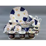 A COLLECTION OF GAUDY WELSH CHINA to include a part teaset, two small cabinet jugs, three small mugs