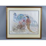 KATHERINE ROLFE pen and watercolour - study of peacock and pheasants, signed in full and dated