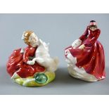 TWO ROYAL DOULTON CHINA FIGURINES 'Home Again' HN2167 and 'Emma' HN3208, 9 cms and 10 cms