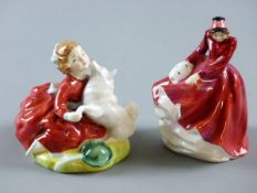 TWO ROYAL DOULTON CHINA FIGURINES 'Home Again' HN2167 and 'Emma' HN3208, 9 cms and 10 cms