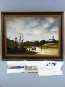 JIM ANDREW (The Ginnel Gallery, Manchester) oil on canvas - historical scene 'The Foryd Harbour,