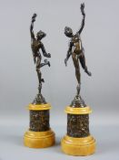 A PAIR OF MERCURY & VENUS BRONZE FIGURES, late 19th Century patinated models of the winged messenger