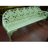 COALBROOKDALE 'LILY OF THE VALLEY' PATTERN, a white painted antique cast iron garden bench with