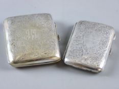 A LADY'S SILVER CIGARETTE CASE with all over scrolled decoration, 1.8 ozs, Birmingham 1915 and a
