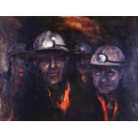 VALERIE GANZ limited edition (32/75) print - head and shoulder portrait of four coal miners, signed,