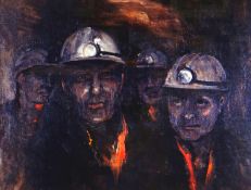 VALERIE GANZ limited edition (32/75) print - head and shoulder portrait of four coal miners, signed,