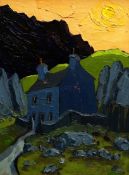 WYNNE JENKINS oil on canvas - hillside farmstead, signed canvas verso and entitled ‘Ger Cwmorthin