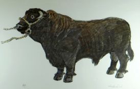 SIR KYFFIN WILLIAMS RA artist’s proof print - ‘Welsh Black Bull’, signed in full, 38.5 x 60cms
