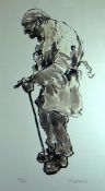 SIR KYFFIN WILLIAMS RA limited edition (211/750) colourwash print - old farmer with stick at a