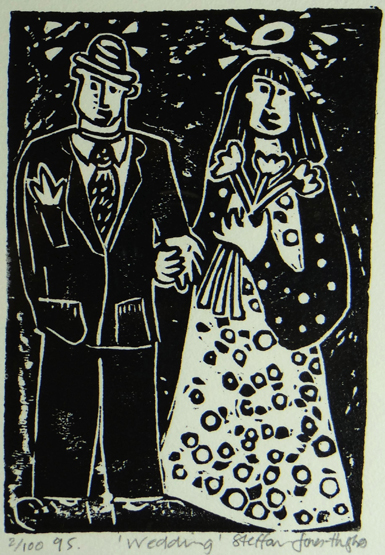STEFFAN JONES HUGHES limited edition (2/100) woodcut - entitled ‘Wedding’, signed and dated 1995,