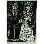 STEFFAN JONES HUGHES limited edition (2/100) woodcut - entitled ‘Wedding’, signed and dated 1995,