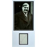 ANEURIN BEVAN AUTOGRAPH framed as one with a black and white still photographic print of the