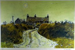 SIR KYFFIN WILLIAMS RA coloured limited edition (6/150) print - lane to a farmhouse ‘Penrhyn Du,