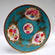 A LONDON DECORATED NANT GARW PORCELAIN PLATE, similar to the Duke of Cambridge service with bird’s-