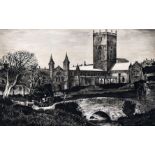 ALUN DAVIES pen and ink-wash - St. David’s Cathedral, Pembrokeshire, 45 x 70cms