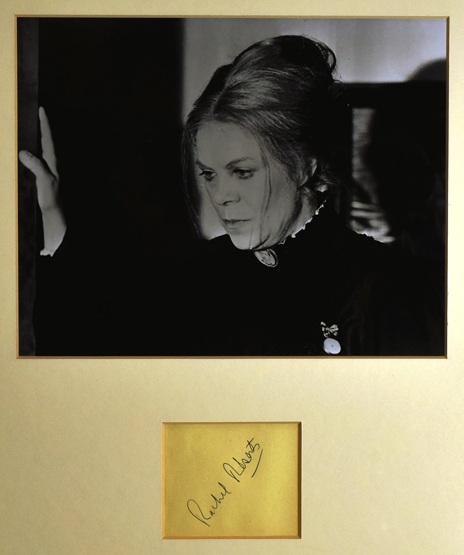 RACHEL ROBERTS FRAMED AUTOGRAPH framed as one with a still black and white photographic print of the