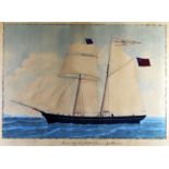 ARTIST UNKNOWN watercolour / mixed media - a two masted schooner at sail, entitled ‘The Twelve