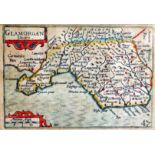 UNKNOWN CARTOGRAPHER antique coloured map - Glamorganshire, 9 x 13cms