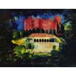 JOHN PIPER Curwen Press coloured lithograph, a trio - entitled verso ‘Powys Castle Near