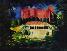 JOHN PIPER Curwen Press coloured lithograph, a trio - entitled verso ‘Powys Castle Near