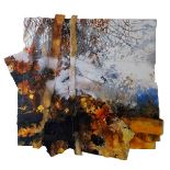DAVID TRESS mixed media and construction - landscape with trees, entitled verso ‘Damp Autumn II’,