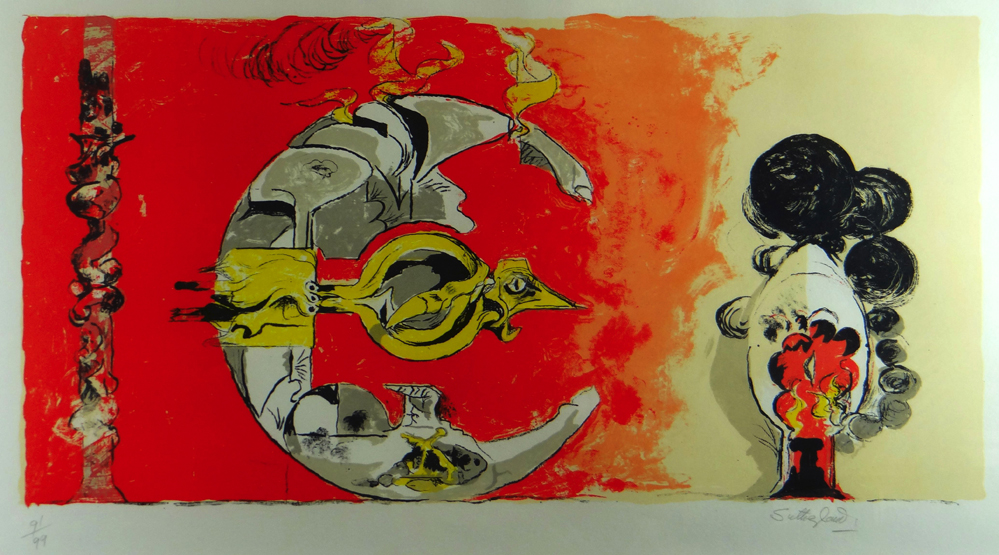 GRAHAM SUTHERLAND limited edition (91/99) lithograph - entitled ‘Fossil With Rocks and Flames’,