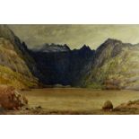 DAVID COX watercolour - Snowdonia landscape at Cwm Idwal, signed, 36 x 54.5 cms