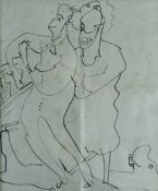 DYLAN THOMAS ink on Gargoyle Club, Soho, headed paper - sketch of his friend Mabley Owen, a waiter