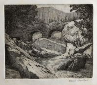 DAVID WOODFORD set of four etchings - each of North Wales bridges and signed in pencil, two with