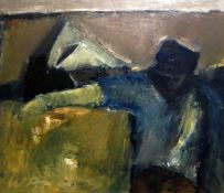 WILL ROBERTS oil on board - signed and entitled verso ‘Farm Worker’, signed with initials and
