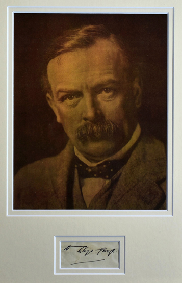 DAVID LLOYD GEORGE AUTOGRAPH framed as one with a sepia photographic print of the former prime