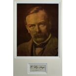 DAVID LLOYD GEORGE AUTOGRAPH framed as one with a sepia photographic print of the former prime
