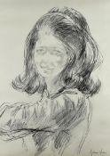 ANDREW VICARI pencil and charcoal drawing - head and shoulders study, entitled verso ‘Portrait of