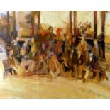 JOHN UZZELL EDWARDS mixed media - large group standing and sitting, entitled verso ‘The Outing’,