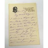 ADELINA PATTI rare handwritten letter - on Craig-y-Nos headed note paper and second sheet, dated