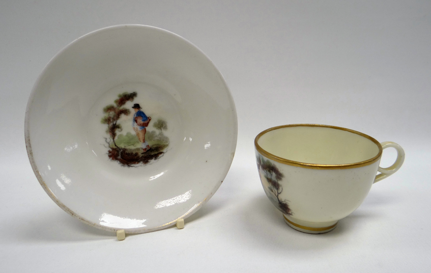 A RARE SWANSEA GLASSY PORCELAIN CUP & SAUCER DECORATED BY WILLIAM BILLINGSLEY, with a single - Image 2 of 2