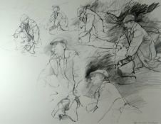 DAVID CARPANINI pencil on paper - series of sketches of Sir Kyffin Williams, 54 x 71cms