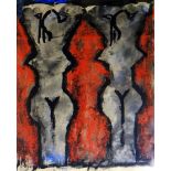 JOSEF HERMAN mixed media - abstract of two nude female figures, signed and dated verso ‘95, 25 x