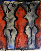 JOSEF HERMAN mixed media - abstract of two nude female figures, signed and dated verso ‘95, 25 x