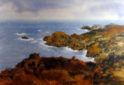 DAVID TRESS watercolour - Pembrokeshire coastal scene, signed and dated 1986, 51 x 72cms