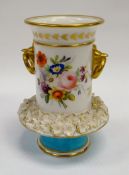 ATTRIBUTED TO NANTGARW PORCELAIN SPILL VASE having a floral encrusted skirt below