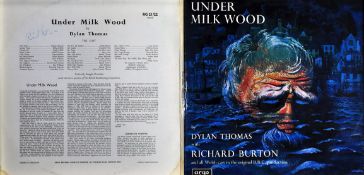 RARE RICHARD BURTON SIGNED LP SLEEVE FOR ‘UNDER MILK WOOD’ by Dylan Thomas, for the BBC production